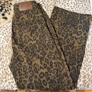 High Waisted Wide Leg Leopard Jeans